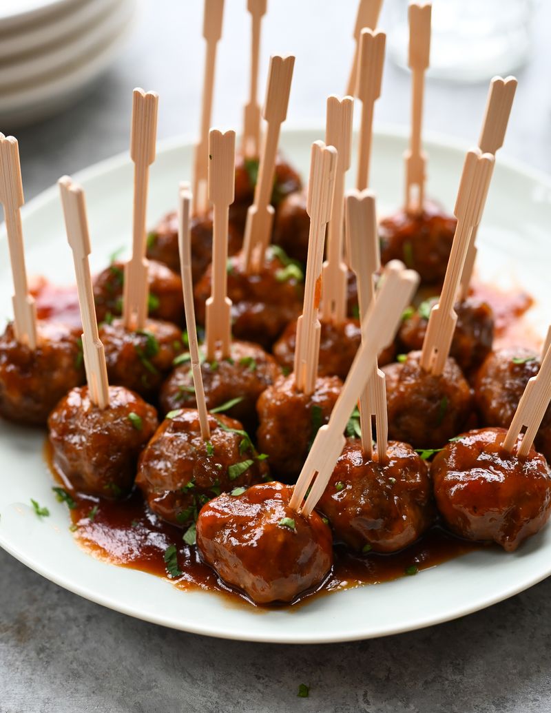 Mini meatballs on toothpicks