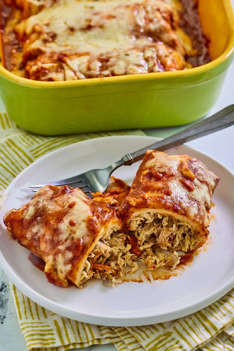 Classic Chicken Enchiladas (Red Sauce)