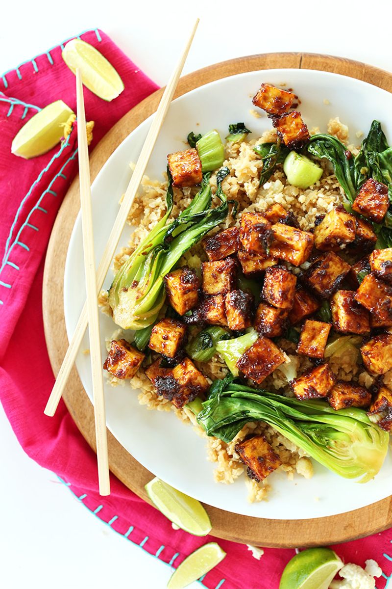 Tofu and Bok Choy Stir Fry with Peanut-Lime Sauce