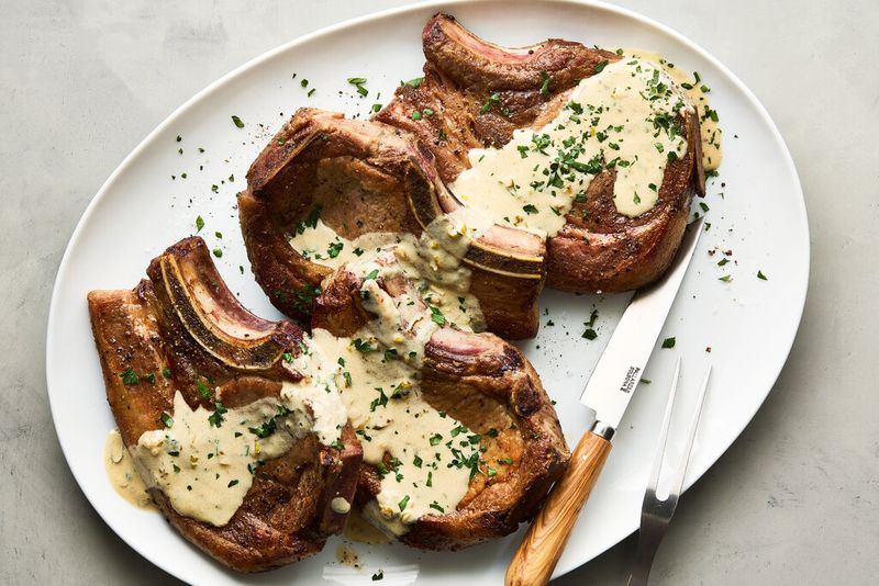 Dijon pork chops with pan sauce