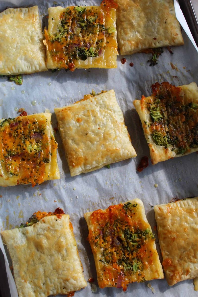 Broccoli Cheddar Puff Pastry Tart