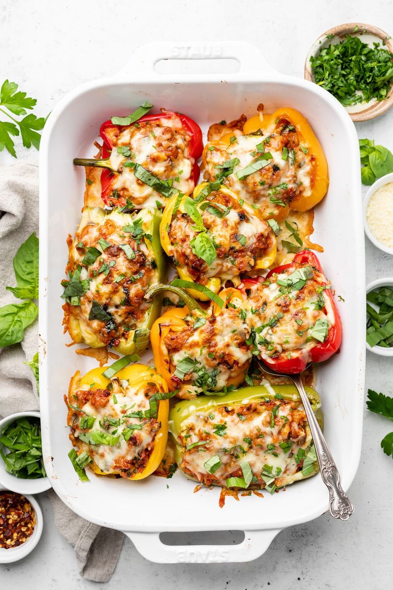 Turkey Spinach Stuffed Peppers