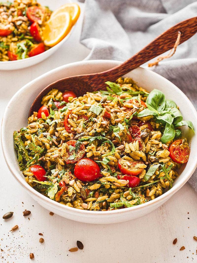 Pesto Orzo with Roasted Vegetables