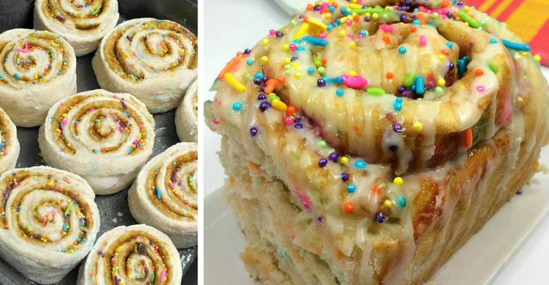Confetti Cream Cheese Frosted Cinnamon Rolls