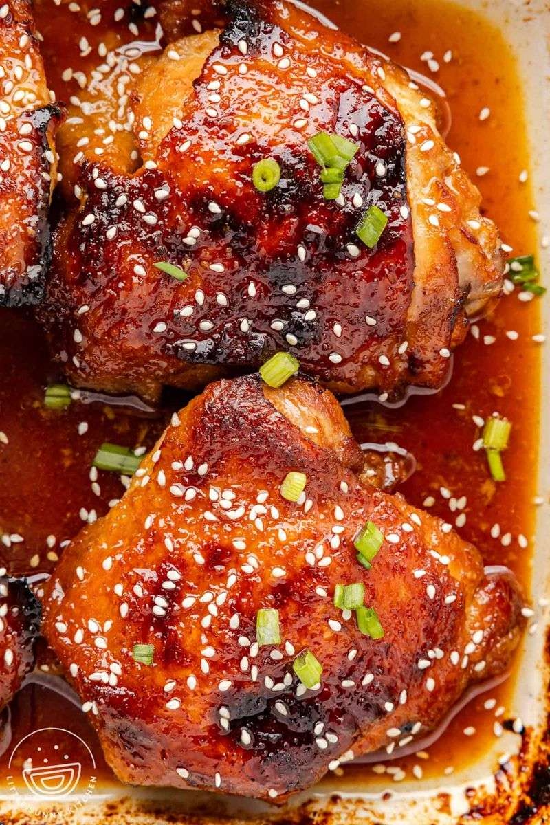 Sticky Honey Soy Garlic Thighs With Rice
