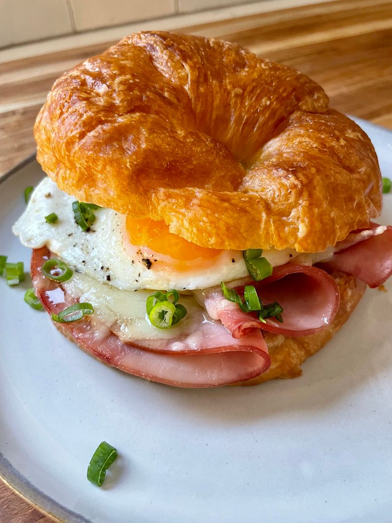 Ham, Egg, and Swiss on a Croissant