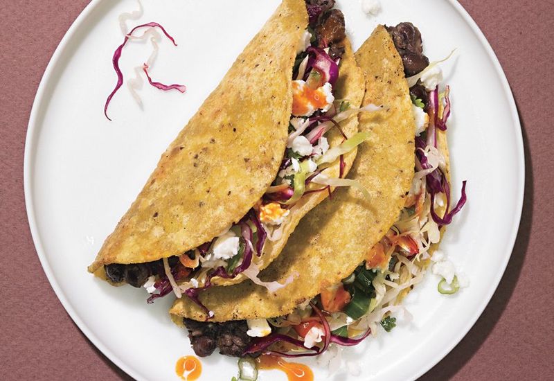 Black Bean Smash Tacos with Cabbage Crunch