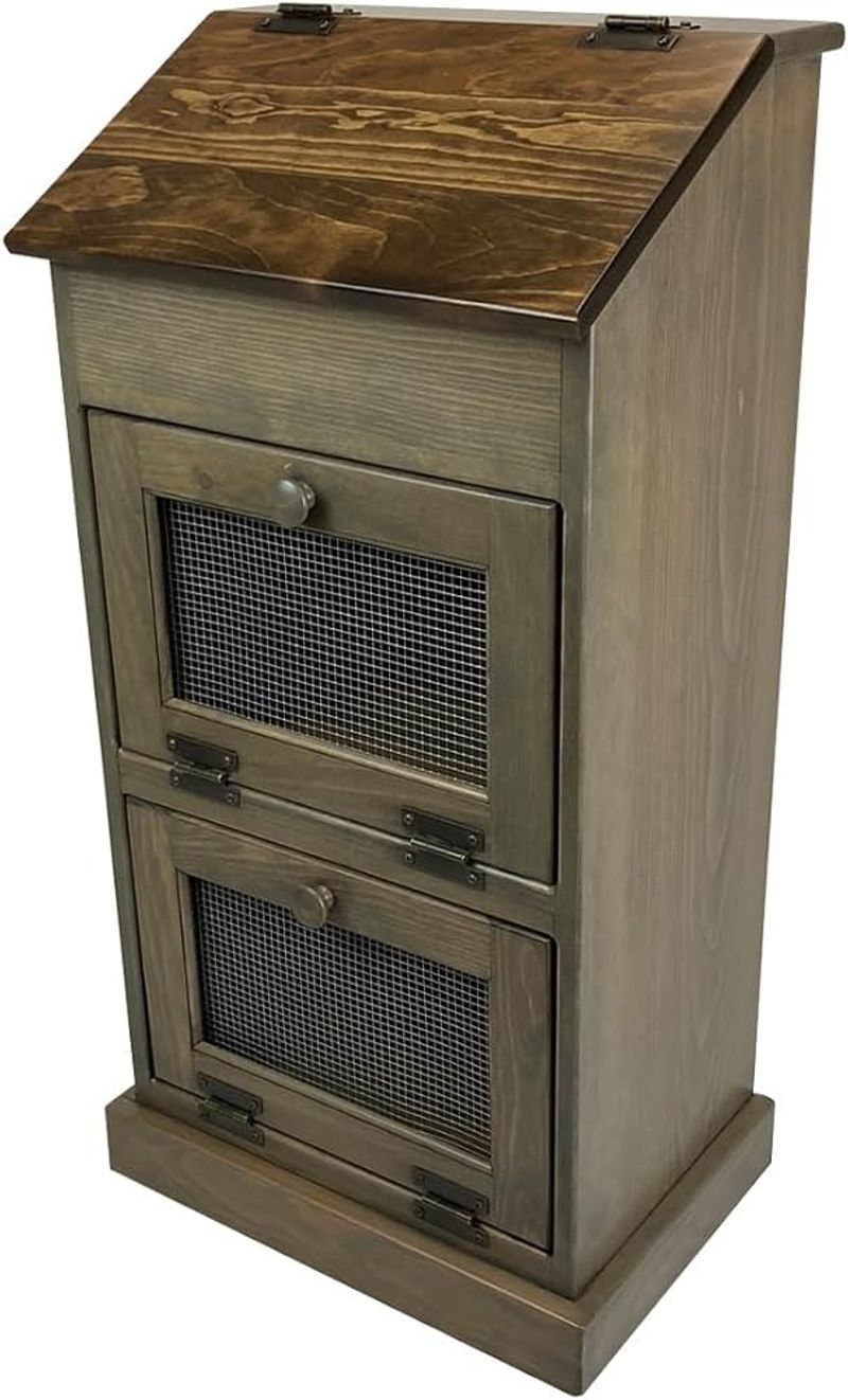 Wooden Slatted Bin With Lid