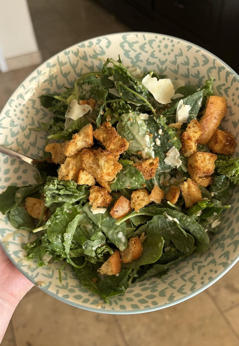 Tuscan Kale Caesar With Grilled Chicken and Croutons