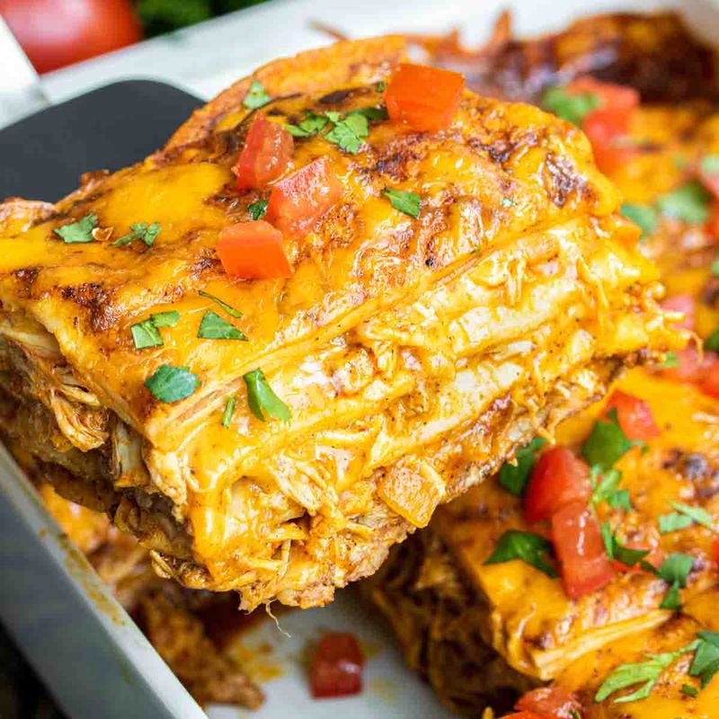 Layered Chicken Enchilada Bake