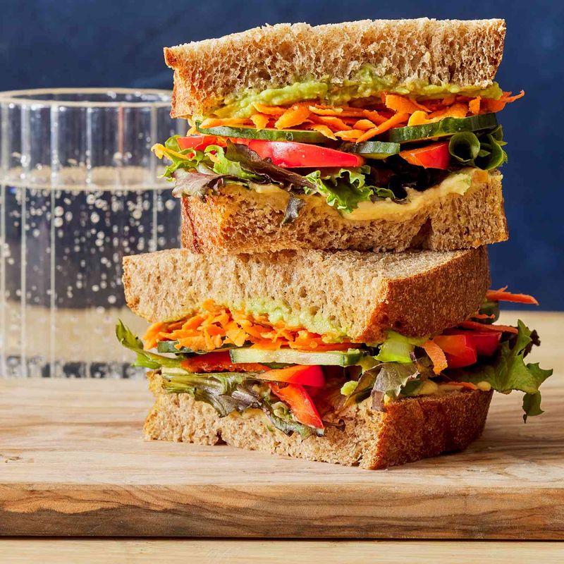 Hummus and Roasted Veggie Sandwich
