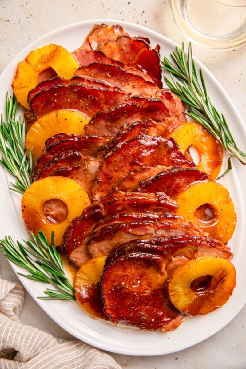 Pineapple Brown Sugar Glazed Ham Steaks