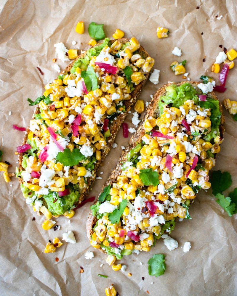 Avocado Toast With Roasted Corn And Lime