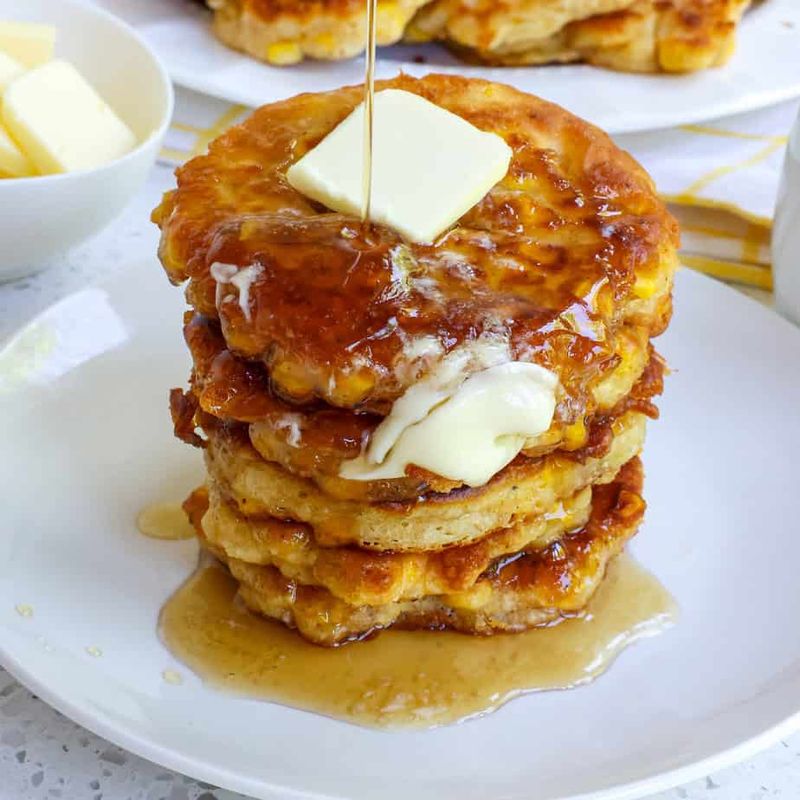 Corn Fritters With Syrup