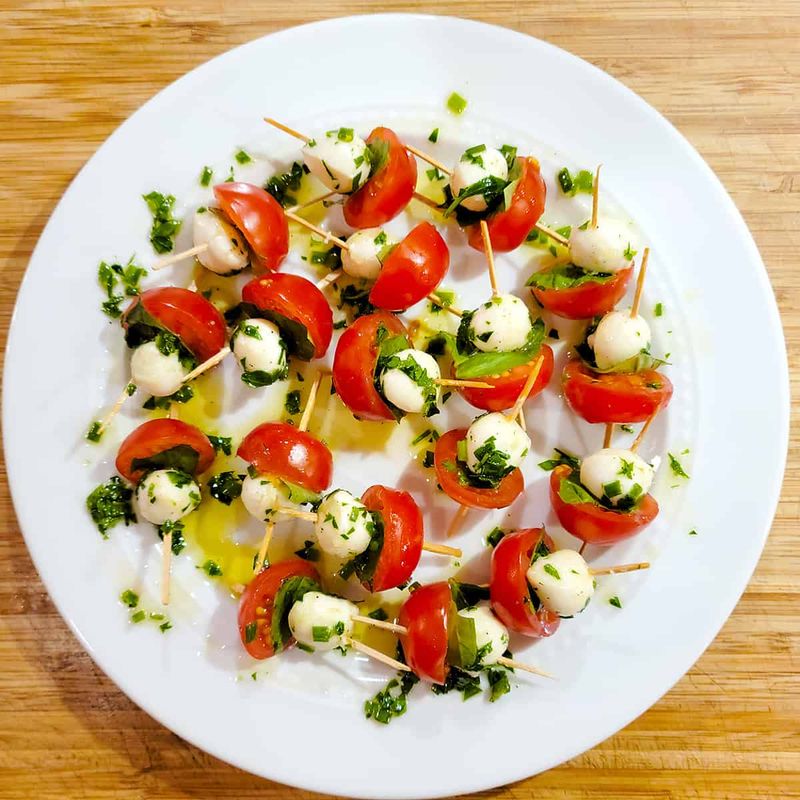Mini caprese skewers