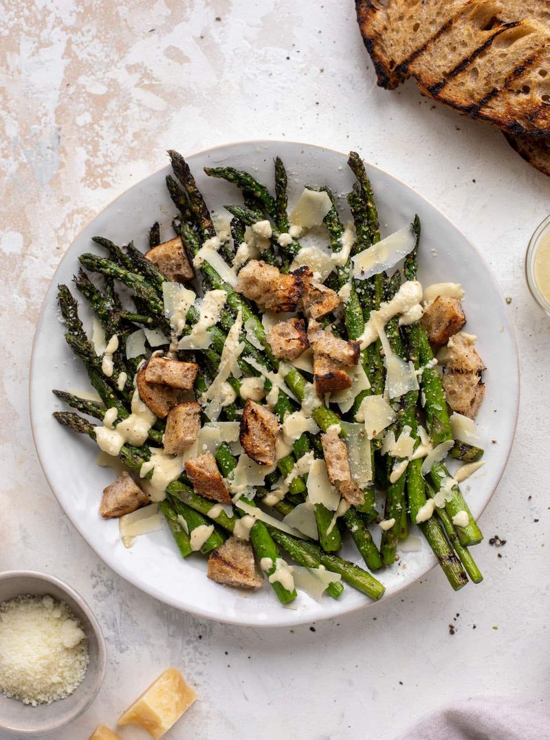 Asparagus Caesar salad