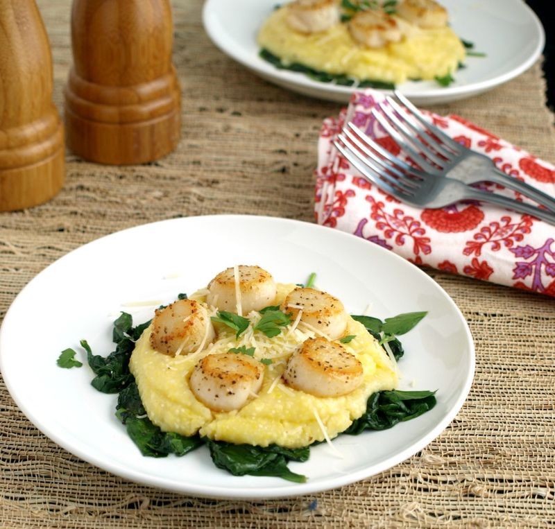 Scallops With Parmesan Polenta