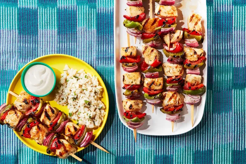 Steak or Chicken Skewers with Creamy Dip