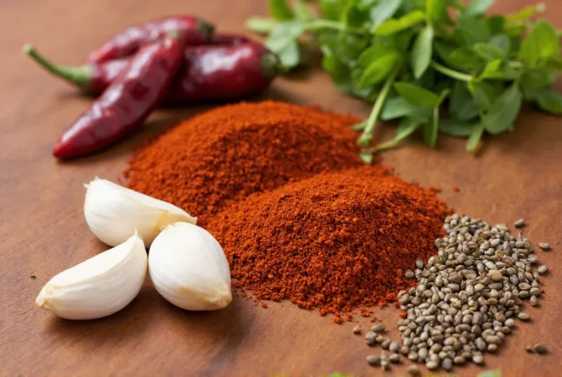 The spices taste raw