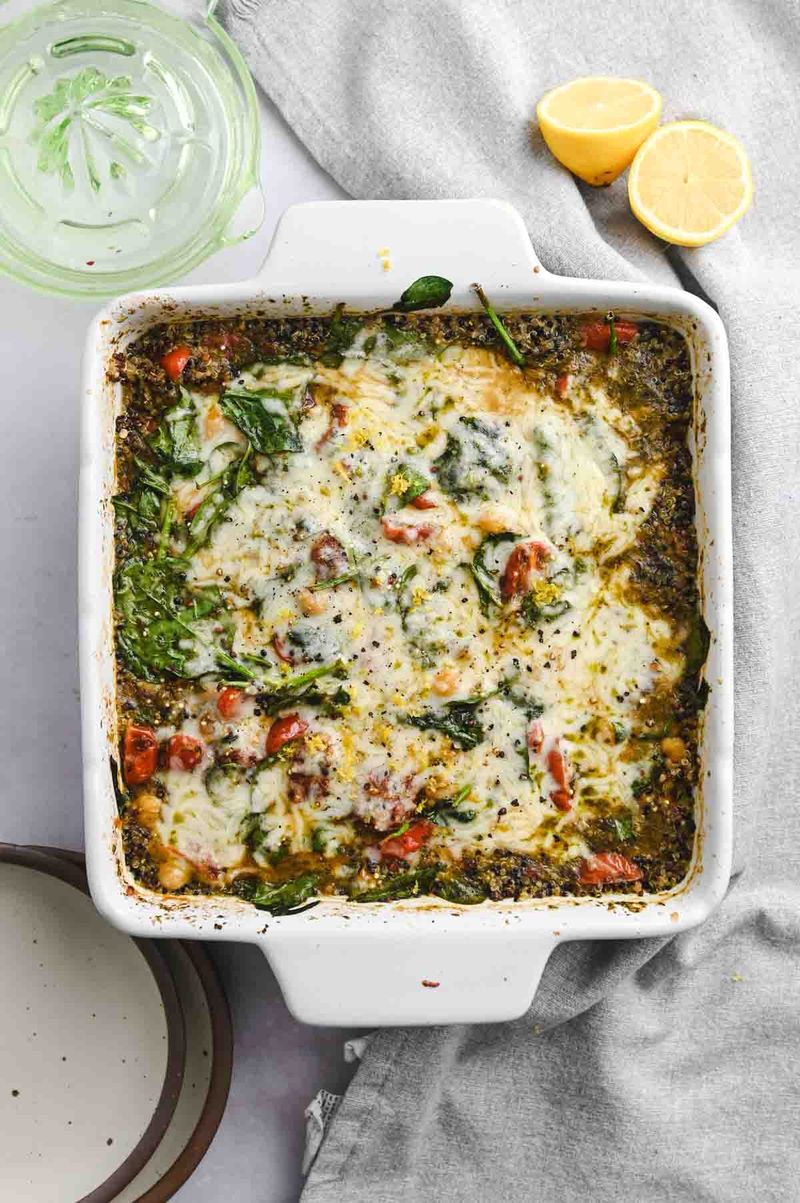 Pesto Chicken Quinoa Bake