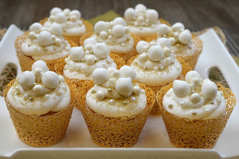 Gold And White Celebration Cupcakes