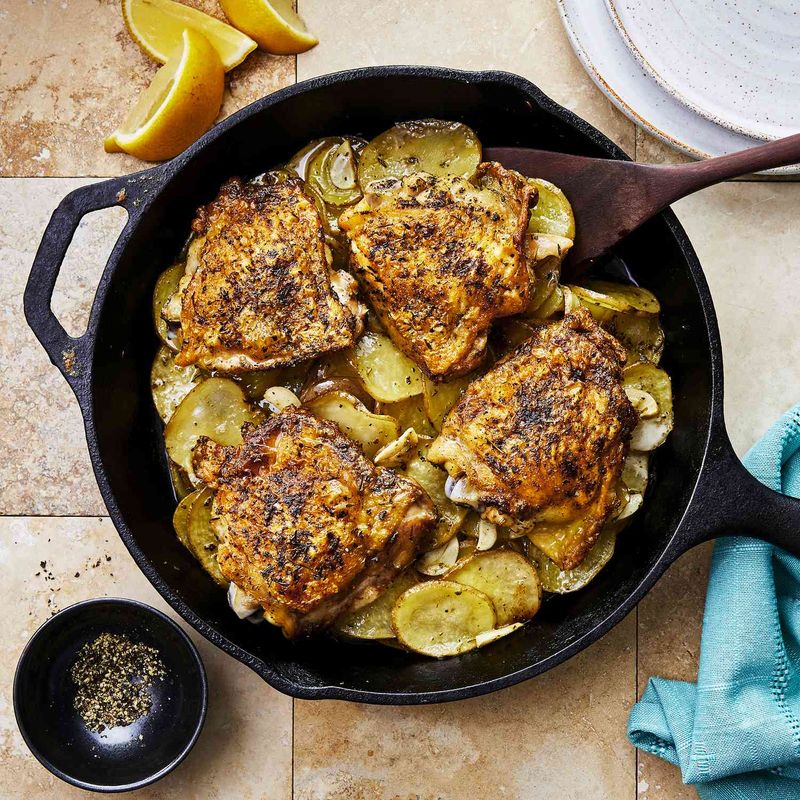 One-Pan Roasted Chicken Thighs And Potatoes