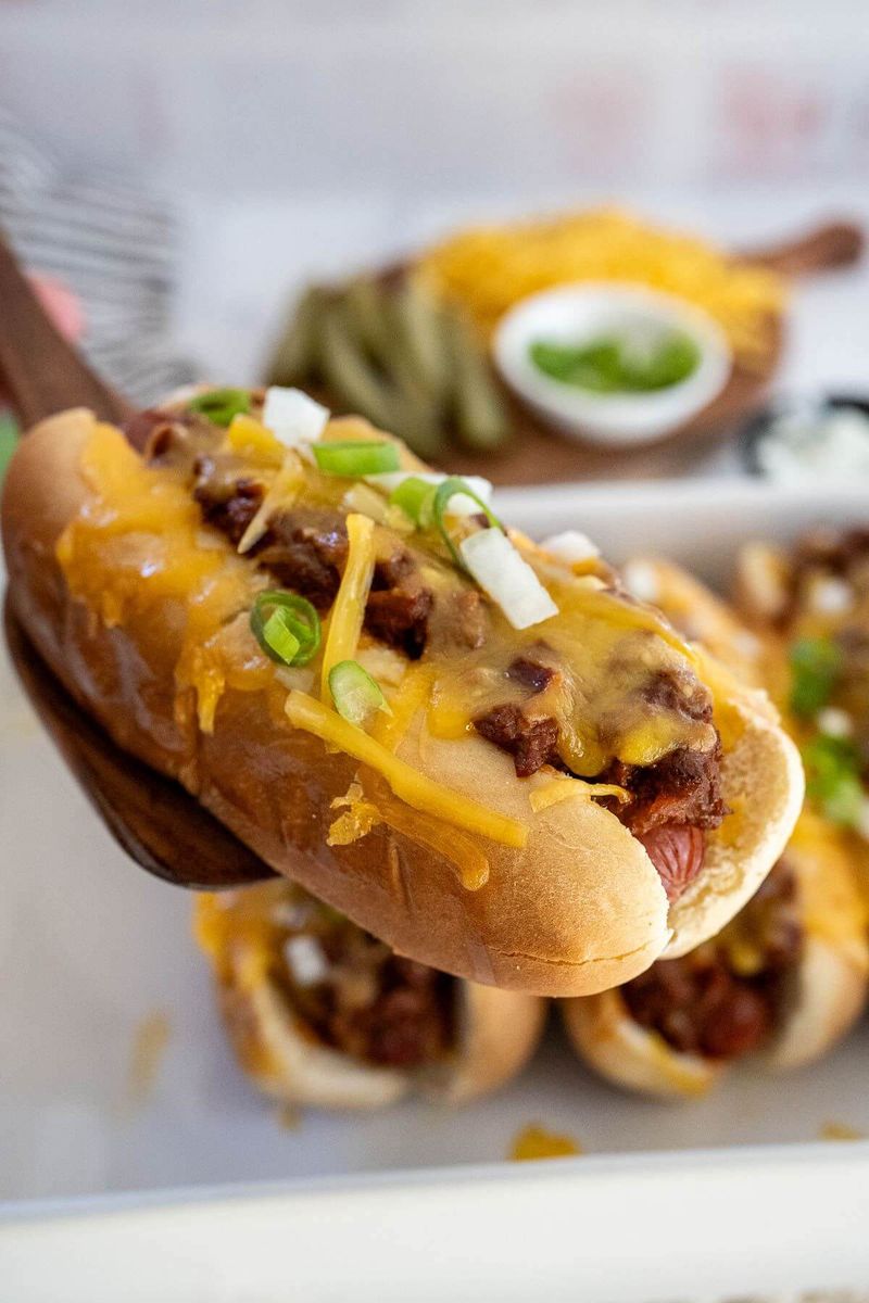 Chili-Cheese Smothered Dogs