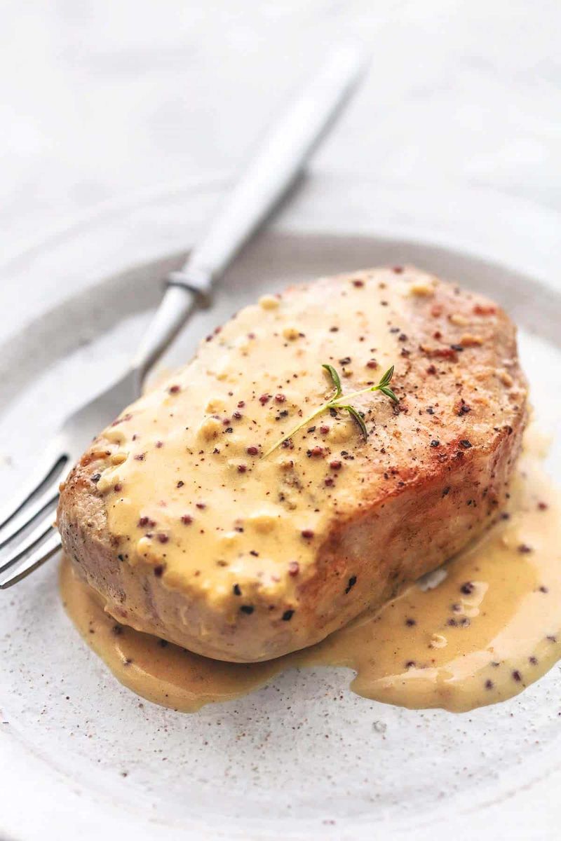 Oven-Baked Pork Chops With Dijon Cream Sauce