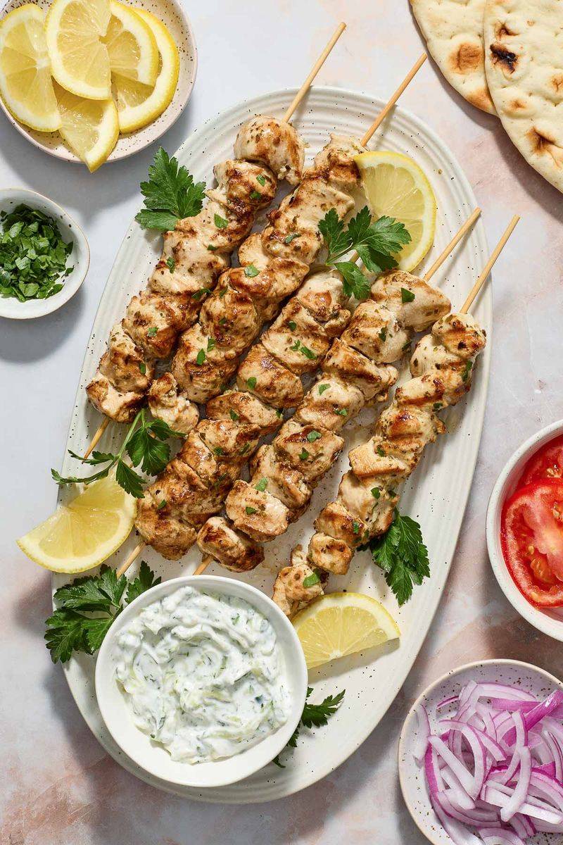 Simple Chicken Souvlaki Plate