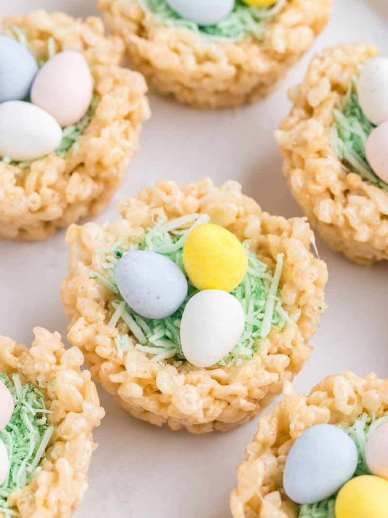 Easter Rice Cereal Treat Nests