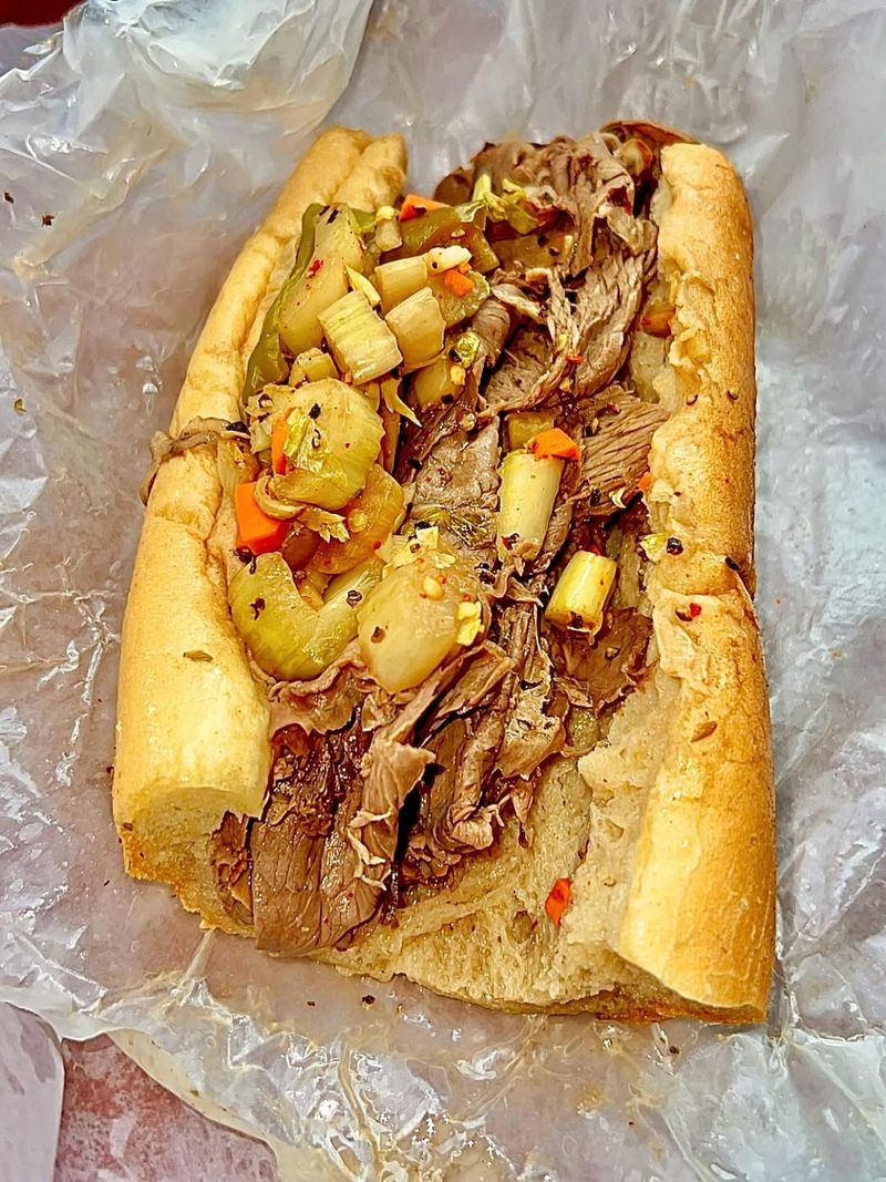 Italian Beef Sandwich (Dipped with Giardiniera)