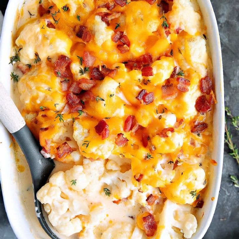 Cheesy Bacon Cauliflower Bake