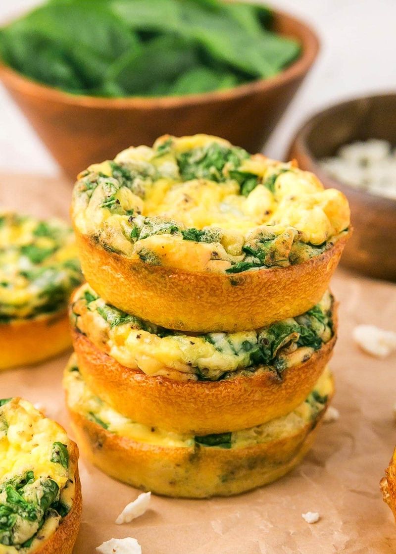 Egg muffins with spinach and feta