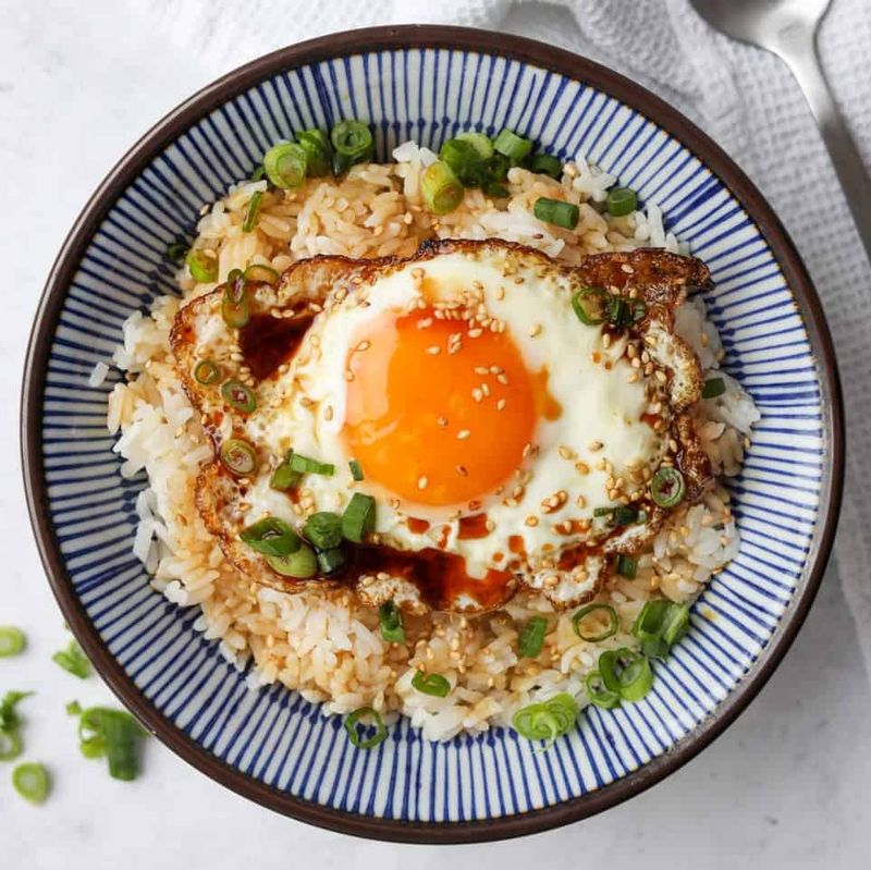 Rice with soy sauce and a fried egg