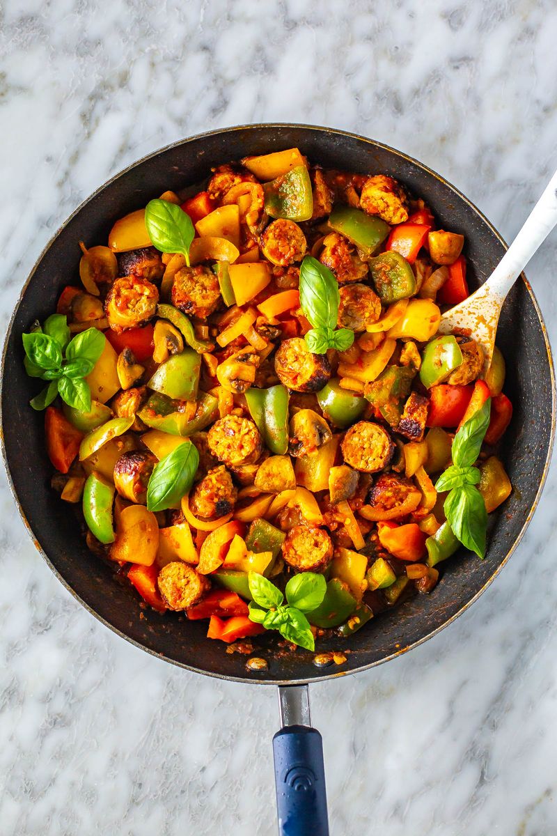 Turkey Sausage And Peppers Skillet