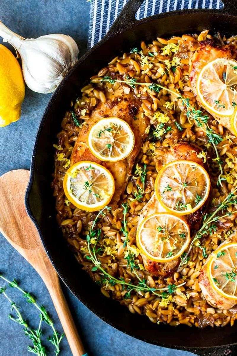 Garlic Lemon Roast Chicken with Orzo