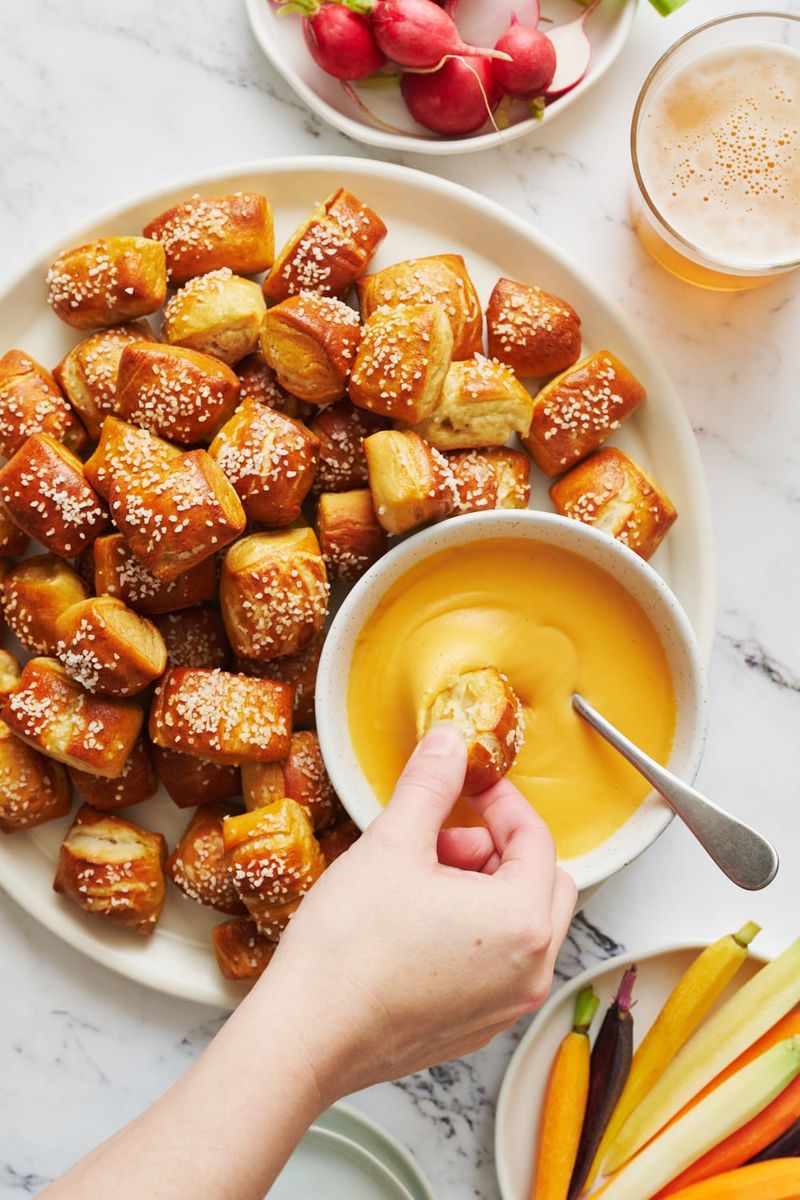 Pretzel bites with cheese dip