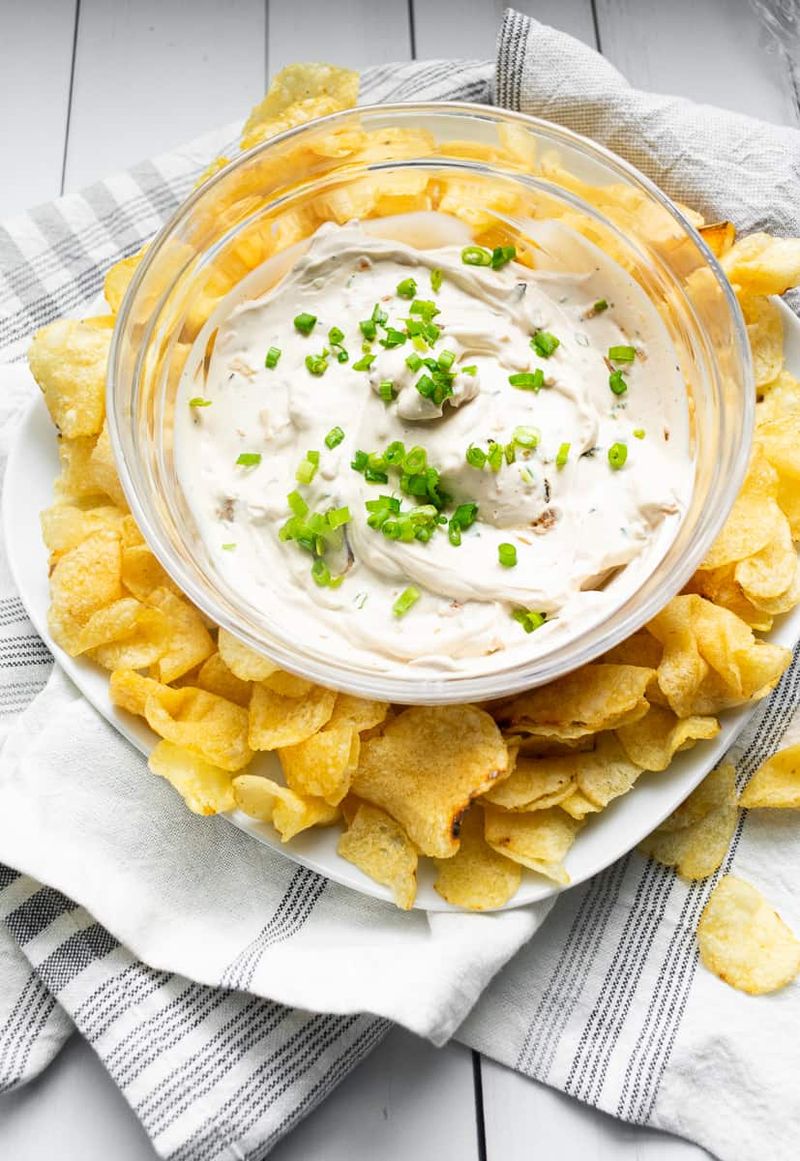 French Onion Dip Made with Sour Cream and Soup Mix