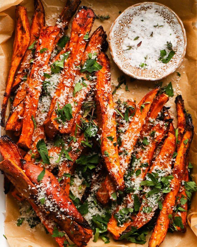 Sweet Potato Fries With Garlic Parmesan