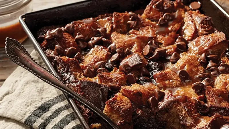 Chocolate Bourbon Bread Pudding