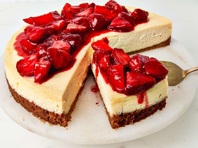 Strawberry-topped cheesecake