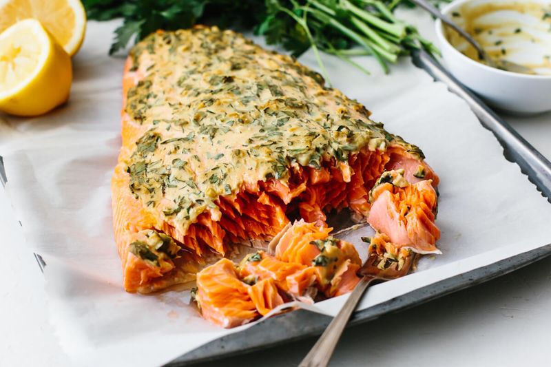 Salmon with Dijon and Herbs
