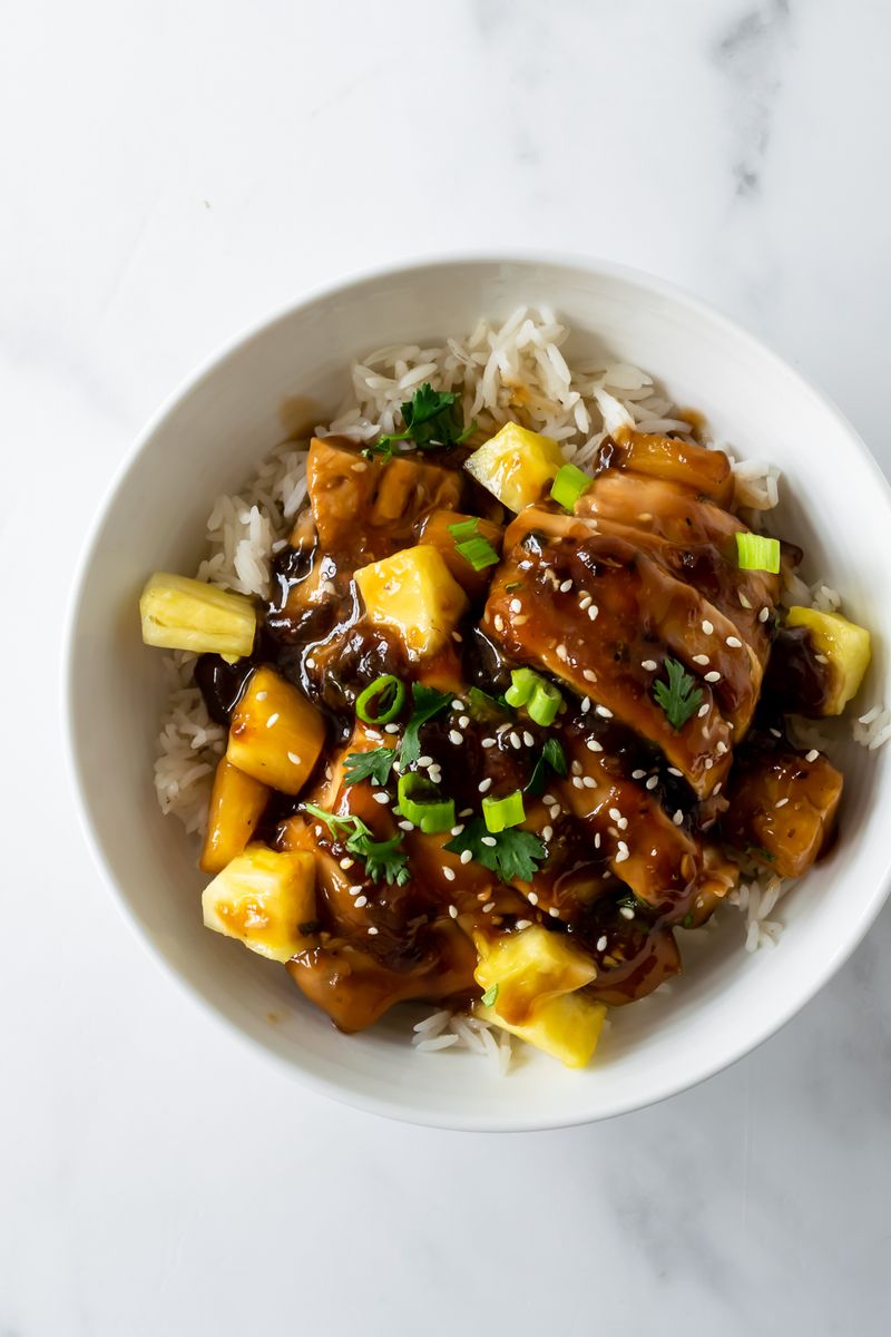 Teriyaki Chicken Pineapple Rice Bake