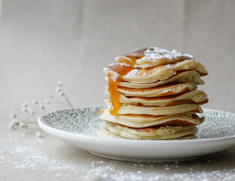 Mesquite Flour Pancakes with Bacon Green Chile Syrup