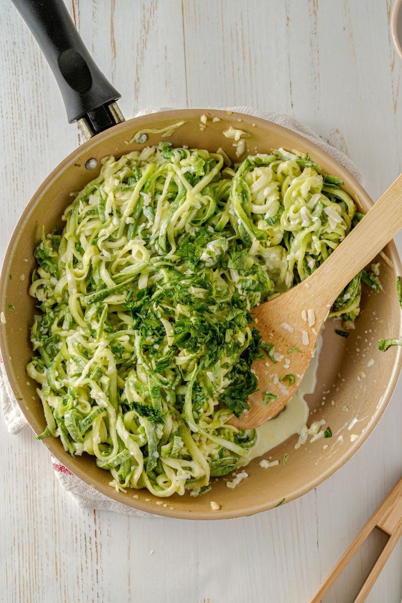 Zucchini Noodle Garlic Parmesan Pasta