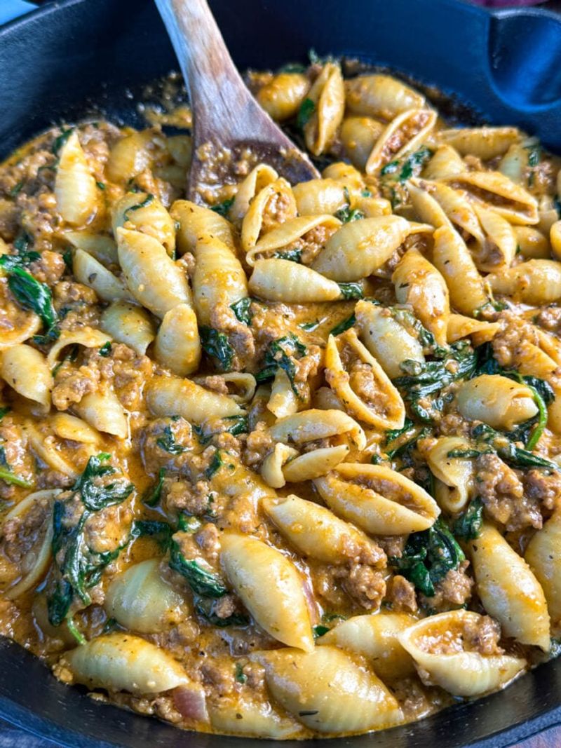 Creamy Beef And Spinach Pasta