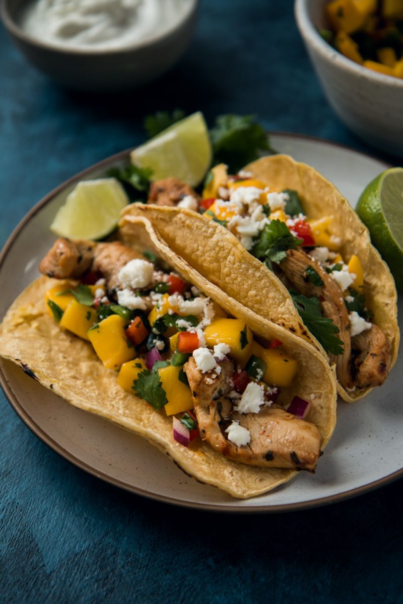 Honey-Lime Chicken Tacos With Mango Salsa