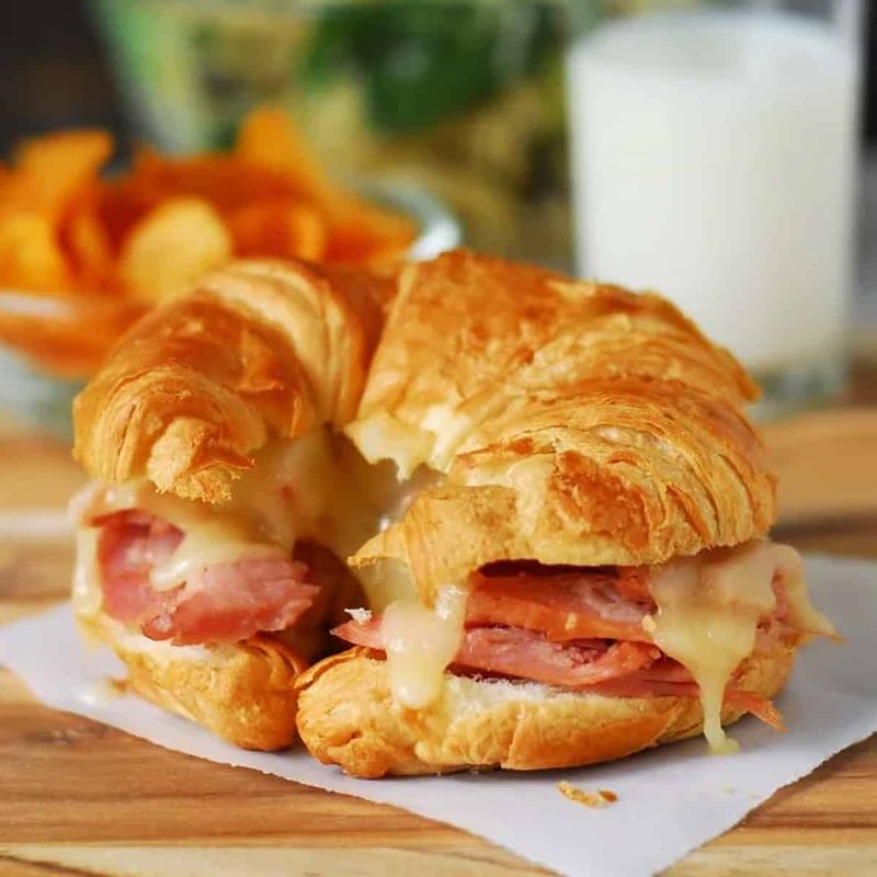 Ham and Swiss croissant melt