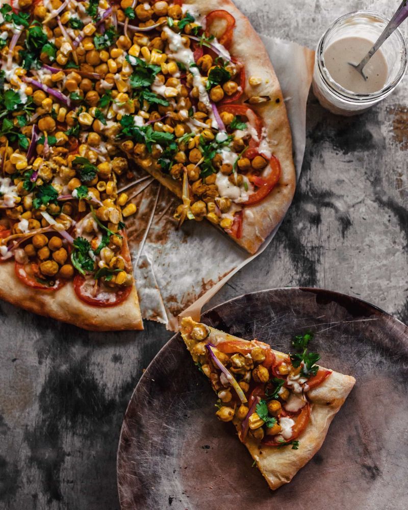 Chickpea and Roasted Red Pepper Pizza