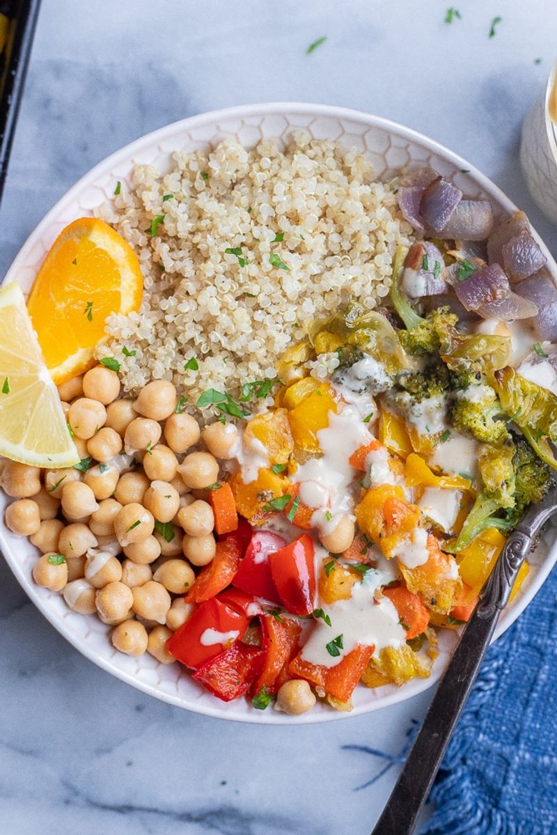 Roasted Veggie and Hummus Bowl